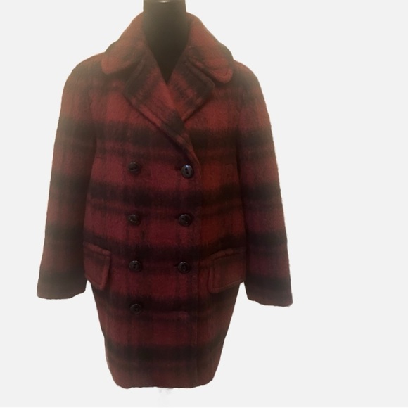 NEW COACH Women’s Plaid Long Peacoat Wool Alpaca Blend XS Academic Preppy